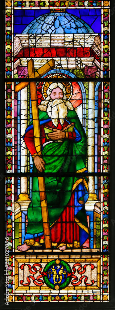 Saint Andrew - Stained Glass in Santa Croce, Florence