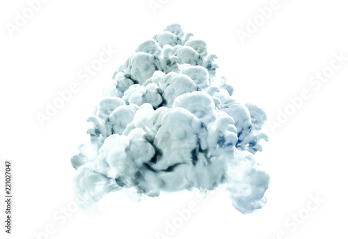 Gray smoke on white background. 3d illustration, 3d rendering.