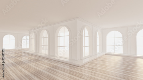 Luxurious white empty interior. 3d illustration  3d rendering.