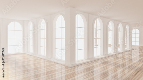 Luxurious white empty interior. 3d illustration, 3d rendering.