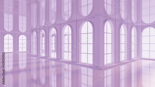 Luxurious light purple empty interior. 3d illustration  3d rendering.