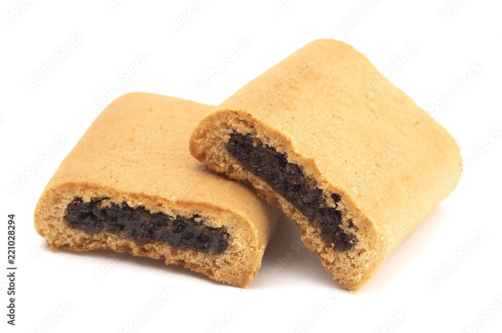 Fig Filled Bar Cookies on a White Background