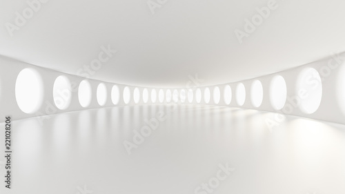 Futuristic white empty matte interior. 3d illustration, 3d rendering. photo