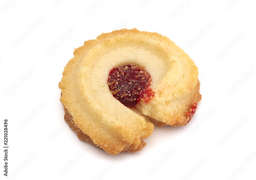 Strawberry Jam Filled Shortbread on a White Background Strawberry Jam Filled Shortbread on a White Background