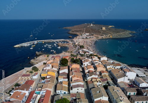 Aerial view harbour and beach of Tabarca Island. Spain photo