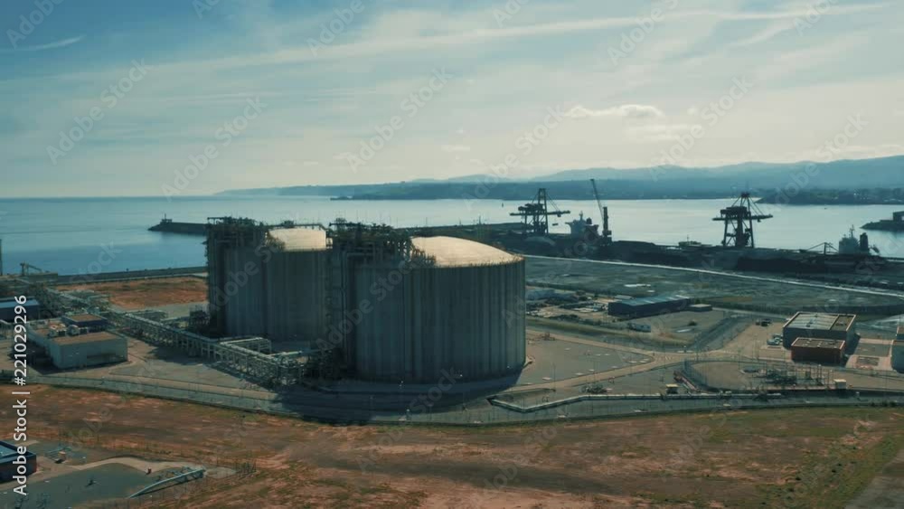 Industrial Sea Port of Cosy European Town Top View Industrial Sea Port of Cosy European Town Top View