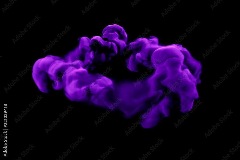 Purple smoke on a black background. 3d illustration, 3d rendering. Purple smoke on a black background. 3d illustration, 3d rendering.