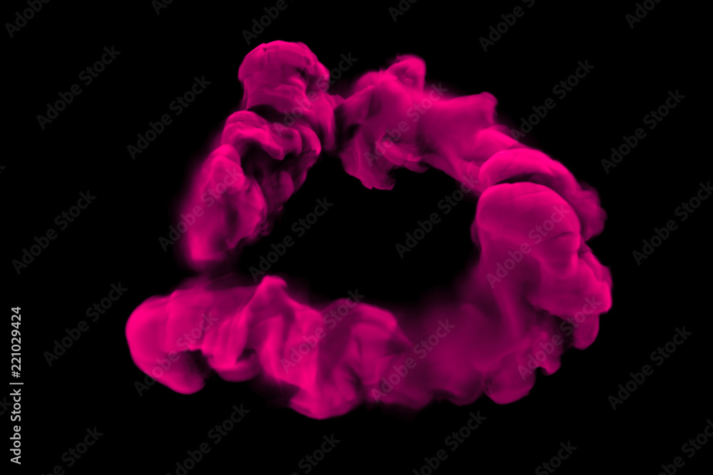 Pink smoke on a black background. 3d illustration, 3d rendering.
