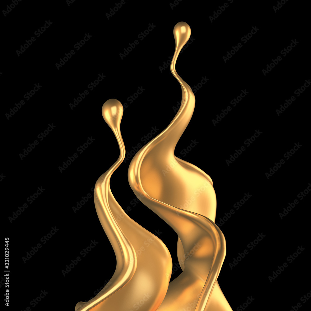 Luxury golden splash of liquid. 3d illustration, 3d rendering. Luxury golden splash of liquid. 3d illustration, 3d rendering.
