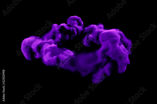 Purple smoke on a black background. 3d illustration, 3d rendering.