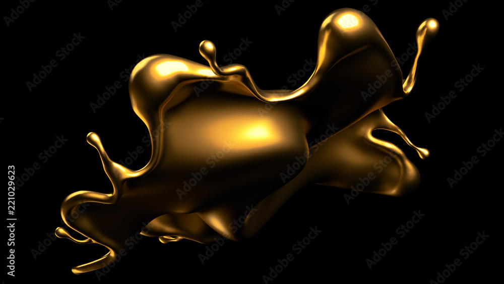 Luxury golden splash of liquid. 3d illustration, 3d rendering. Luxury golden splash of liquid. 3d illustration, 3d rendering.