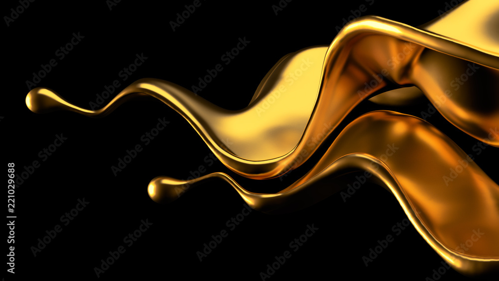 Luxury golden splash of liquid. 3d illustration, 3d rendering. Luxury golden splash of liquid. 3d illustration, 3d rendering.