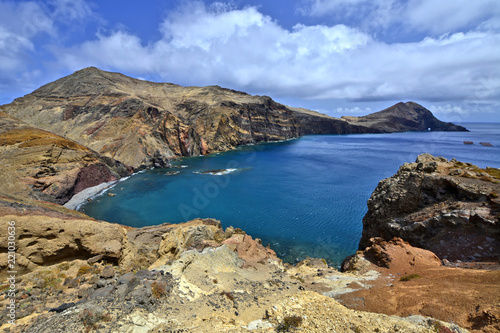  Amazing mountain and ocean nature landscape at Ponta de Sao Lourenco peninsula, Madeira island, Portugal.