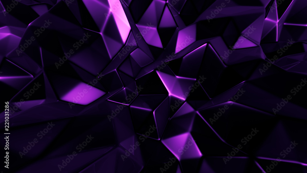 Obraz premium Purple crystal background with triangles. 3d illustration, 3d rendering.
