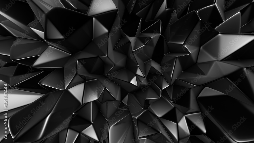 Black crystal background with triangles. 3d illustration, 3d rendering. Black crystal background with triangles. 3d illustration, 3d rendering.