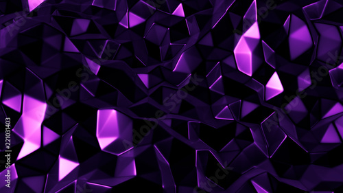 Purple crystal background with triangles. 3d illustration, 3d rendering.