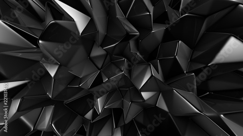 Black crystal background with triangles. 3d illustration  3d rendering.
