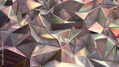 Crystal background with triangles. 3d illustration, 3d rendering.