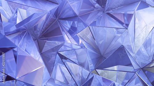 Purple crystal background with triangles. 3d illustration, 3d rendering.
