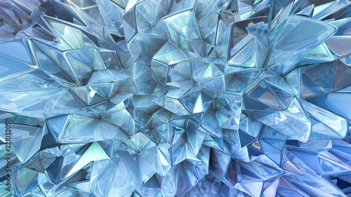 Blue crystal background with triangles. 3d illustration  3d rendering.