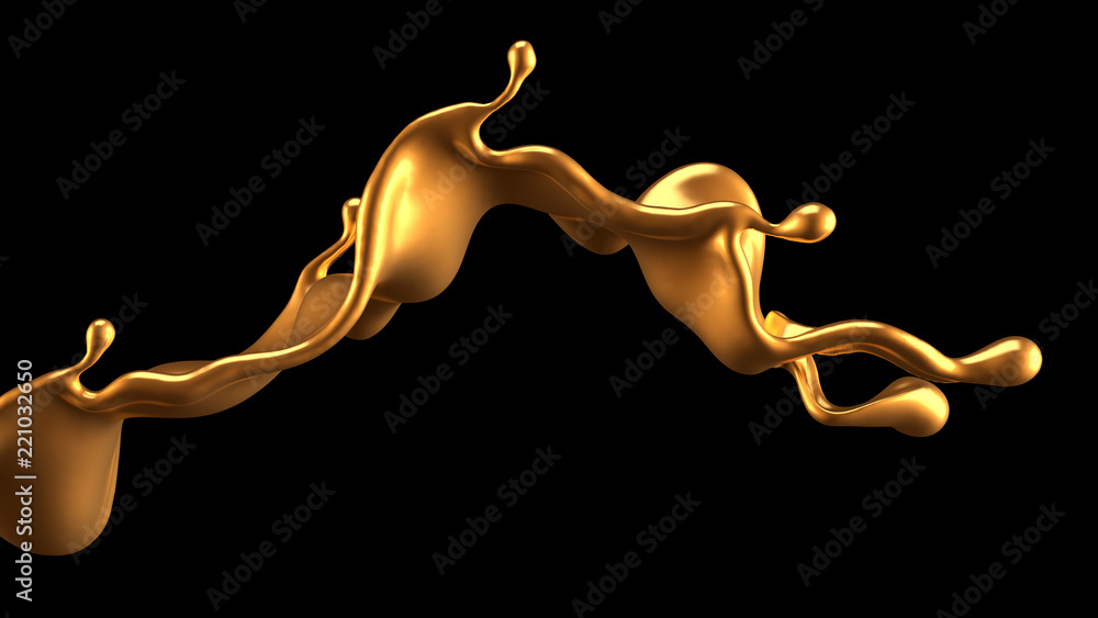 Gold splash liquid black background. 3d illustration, 3d rendering. Gold splash liquid black background. 3d illustration, 3d rendering.