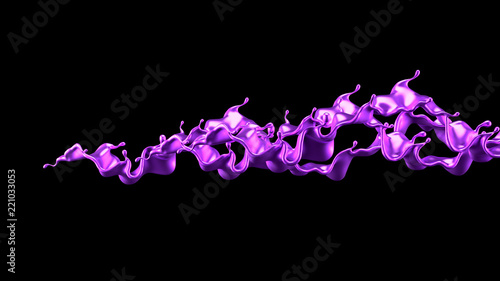 Fototapeta Naklejka Na Ścianę i Meble -  Purple splash liquid black background. 3d illustration, 3d rendering.