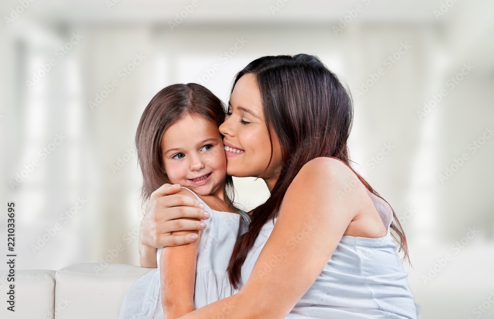 Happy Mother and daughter hugging Happy Mother and daughter hugging
