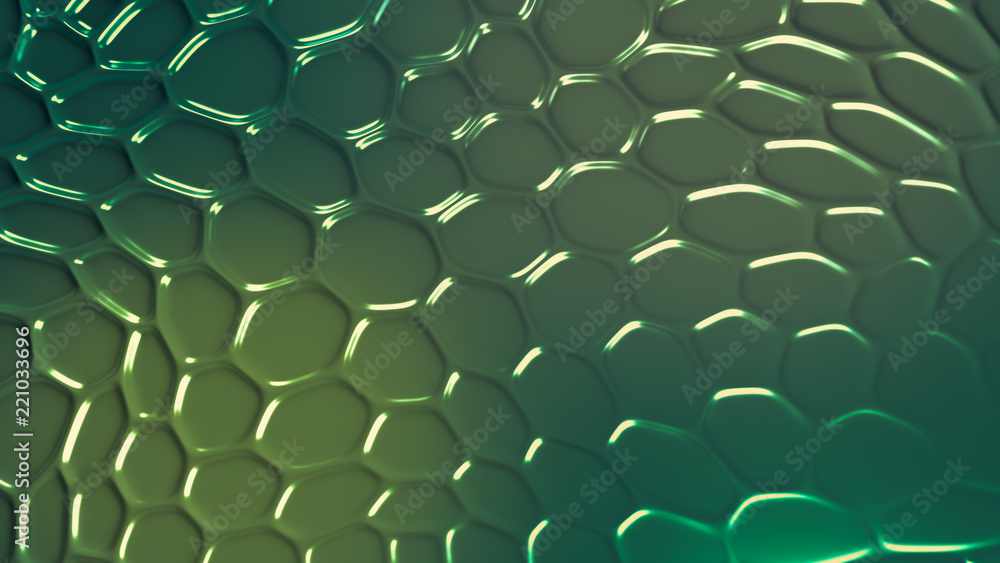 Fototapeta premium Green geometric background with relief. 3d illustration, 3d rendering.