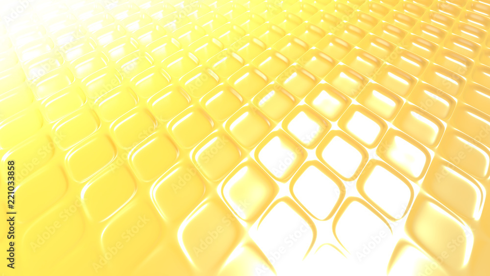 Fototapeta premium Yellow geometric background with relief. 3d illustration, 3d rendering.