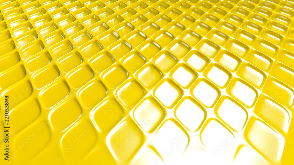 Fototapeta premium Yellow geometric background with relief. 3d illustration, 3d rendering.