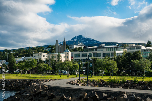 Foto Akureyri Ansicht vom Hafen, Island, Sommer, Querformat