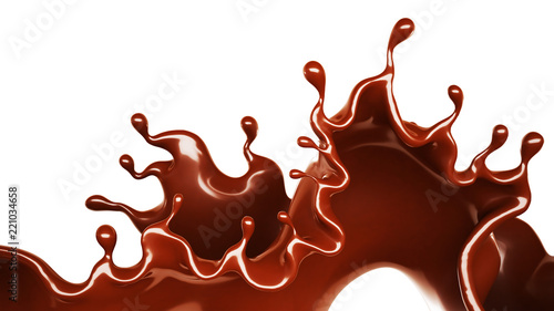 A splash of chocolate. 3d illustration, 3d rendering.