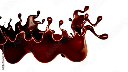 A splash of chocolate. 3d illustration, 3d rendering.