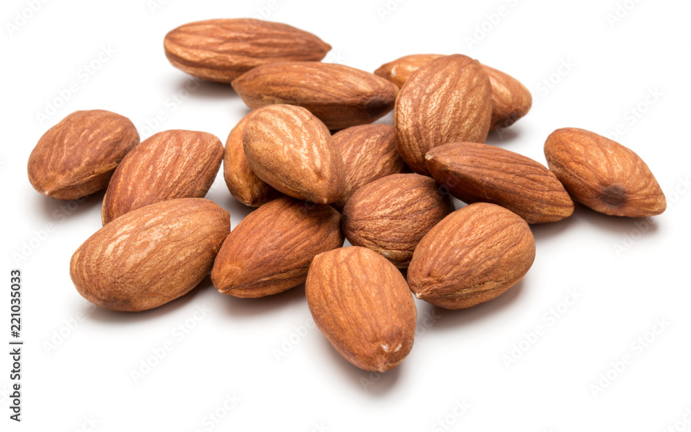 almond nuts isolated on white background close up almond nuts isolated on white background close up