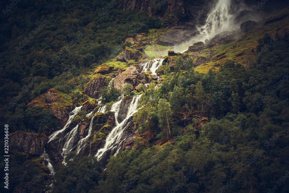 Scenic Glacial Waterfall