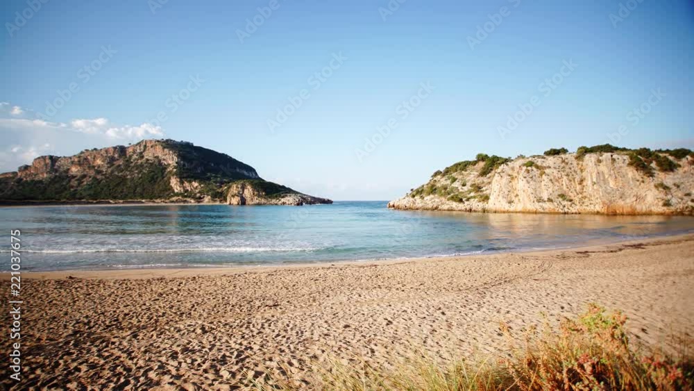 The famous Voidokilia Beach in Messinia Greece Peloponnese, mediterranean Europe. Holidays travel adventure concept The famous Voidokilia Beach in Messinia Greece Peloponnese, mediterranean Europe. Holidays travel adventure concept