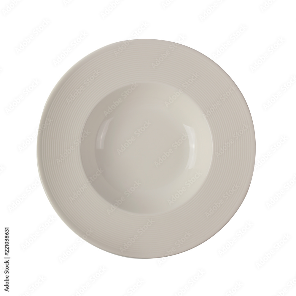 empty white dish top view isolated on white background empty white dish top view isolated on white background