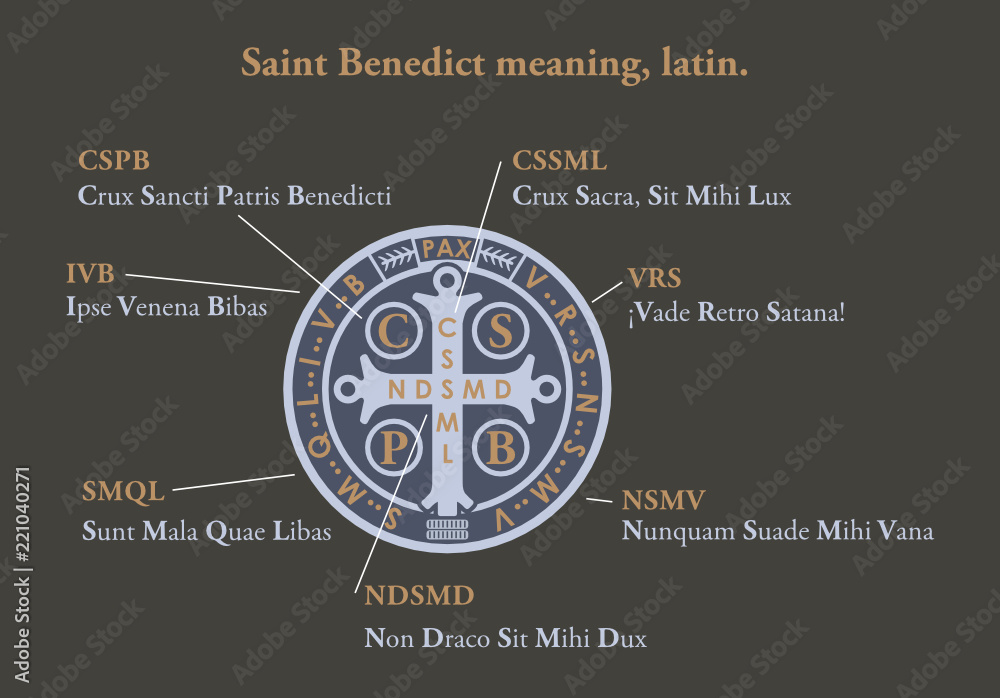Saint benedict medal meaning in latin - obrazy, fototapety, plakaty 
