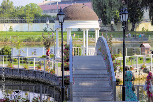 Walk in the city park near the lake.