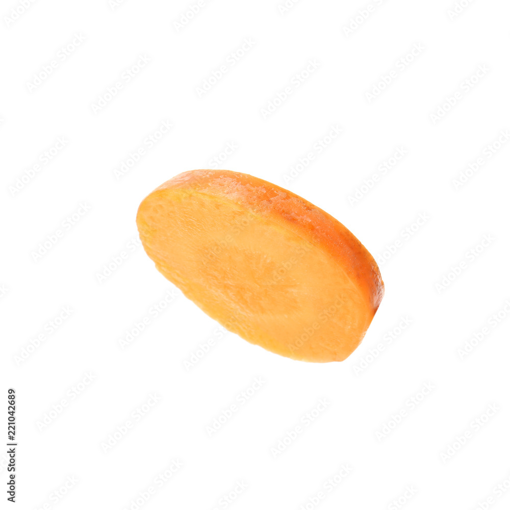Slice of ripe carrot on white background Slice of ripe carrot on white background
