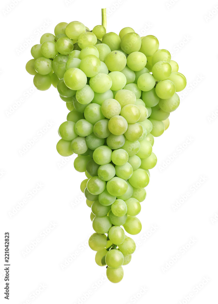 Bunch of green fresh ripe juicy grapes isolated on white Bunch of green fresh ripe juicy grapes isolated on white