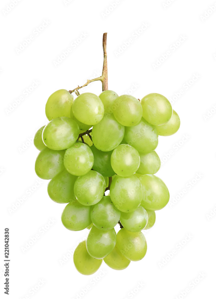 Bunch of green fresh ripe juicy grapes isolated on white