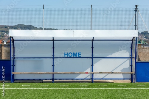 Home Team Dugout by Side of Artificial Grass Football Pitch