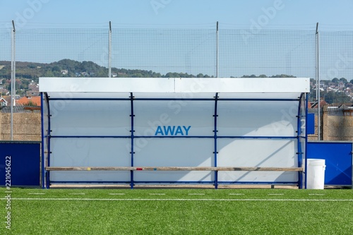 Away Team Dugout by Side of Artificial Grass Football Pitch