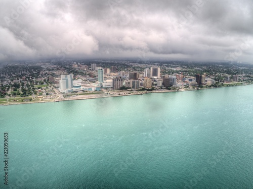 Canvas-taulu Windsor is a City in Ontario across the River from Detriot in Michigan