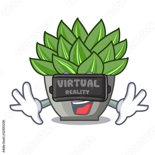 Virtual reality cartoon echeveria cactus plant at winter