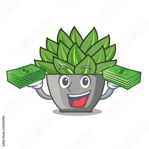 With money cartoon echeveria cactus plant at winter