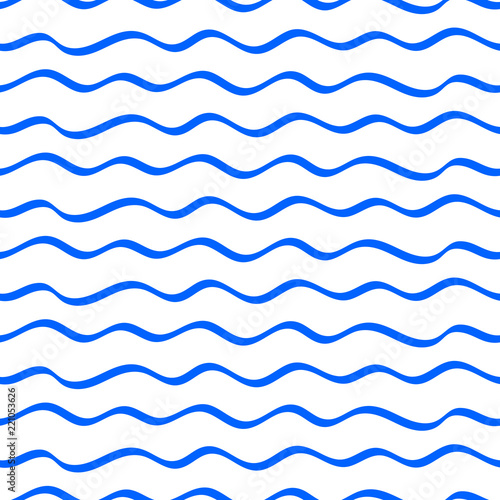 Cute waves seamless pattern, wather background, linear design, simple ornament, template, sketch for design