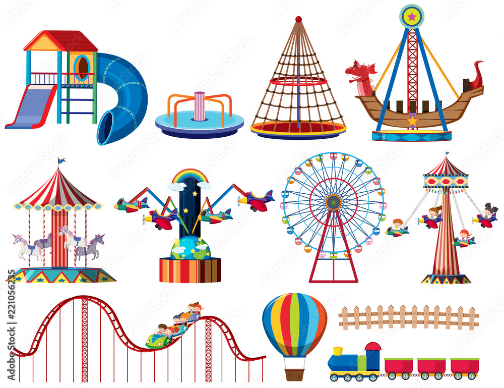 A set of theme park rides A set of theme park rides