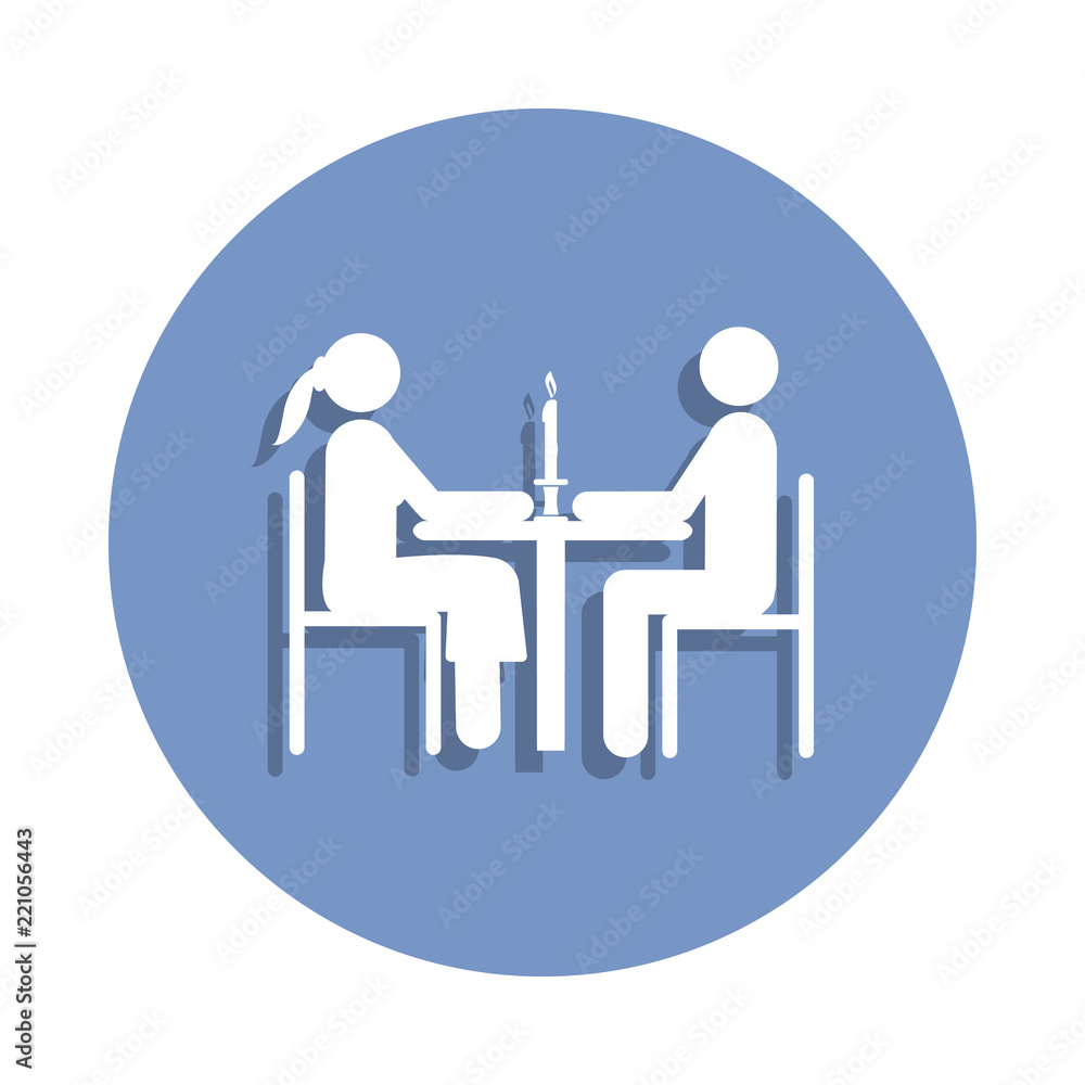 married couple at dinner icon in badge style. One of Family collection ...